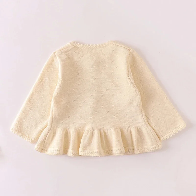 2025 신상 가을 0-3세 아동복  여아 니트 가디건 긴팔 단색   스웨터 코트