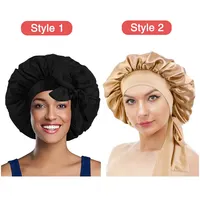 New Large Satin Bonnet Silk Night Sleeping Cap Long With Head Tie Band Edge Wrap For Women Curly Braid Hair 2