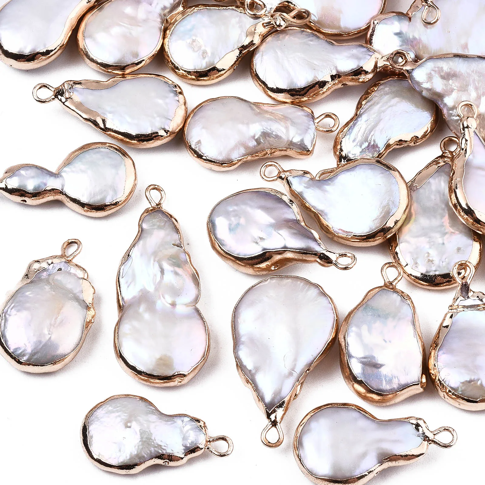10Pcs Natural Baroque Pearl Links Connectors Charms Cultured Freshwater Pearl Pendants For DIY Bracelet Necklace Jewelry Making