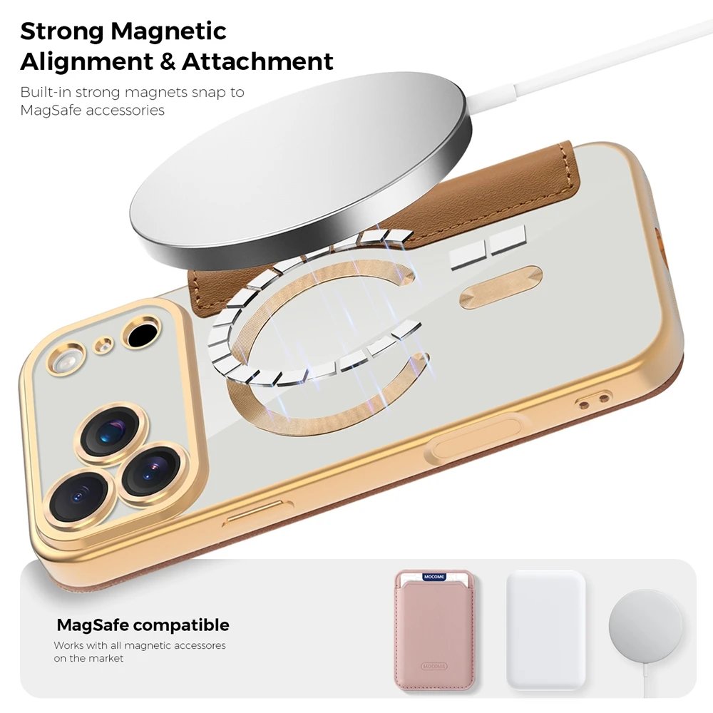 Premium Flip Leather Case with Card Slots & Magsafe Wireless Charging Compatibility