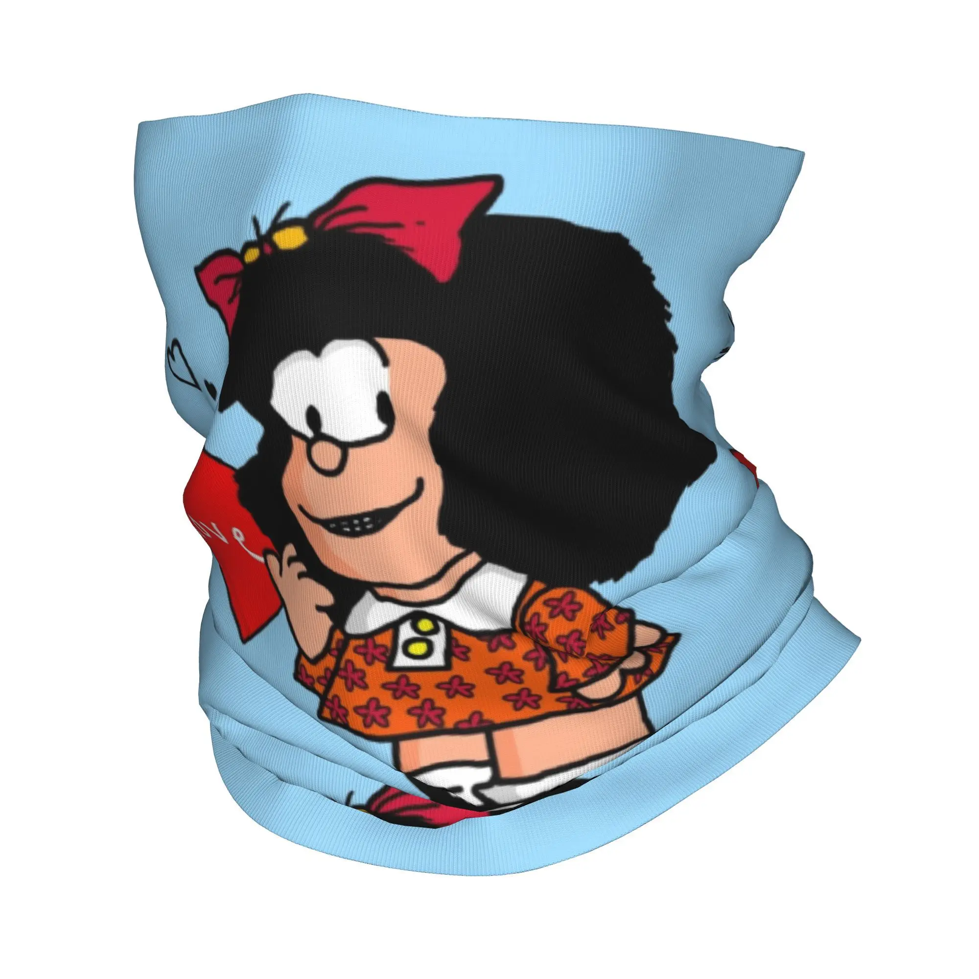Winter Headband Neck Warmer Women Men Hiking Camping Tube Scarf Cartoon Quino Comic Face Bandana Gaiter Mafalda Love You