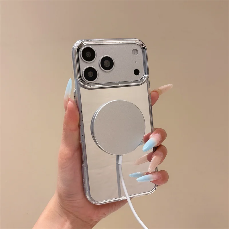 Magnetic Make Up Mirror Case with Magsafe Wireless Charging Compatibility