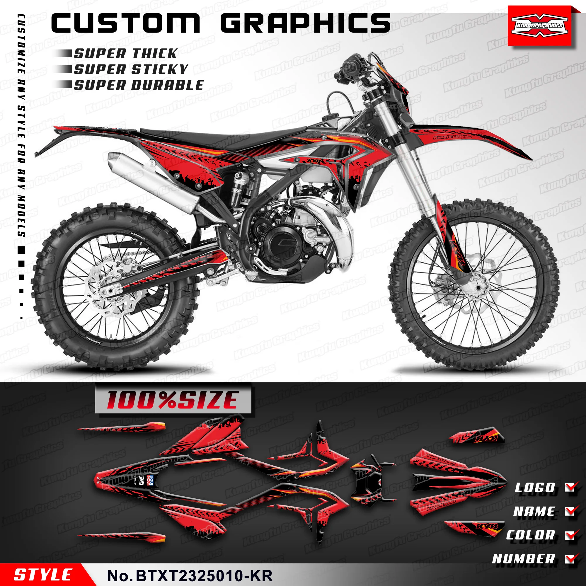 

KUNGFU, графические эндуро наклейки, MX Racing, Набор наклеек для Beta X-trainer 250 300 Xtrainer 2023 2024, BTXT2325010-KR