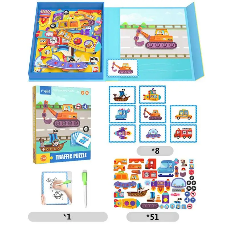 Kids Magnetic Puzzles Girls Montessori Magnetic Jigsaw Toy Funny And Creative Jigsaw Puzzle Toy For Home School Traveling
