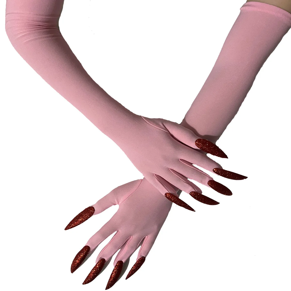 Halloween Ghost Claw Gloves - Cosplay Dress Up with Black Long Nails