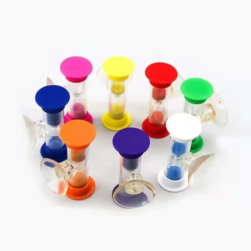 1pc 2/3 Minute Shower Timer Tooth Brushing Plastic Suction Cup Hourglass Sand Clock Desktop Ornament New Creative Gifts Children sand timer,liquid hourglass timer,colored hourglass