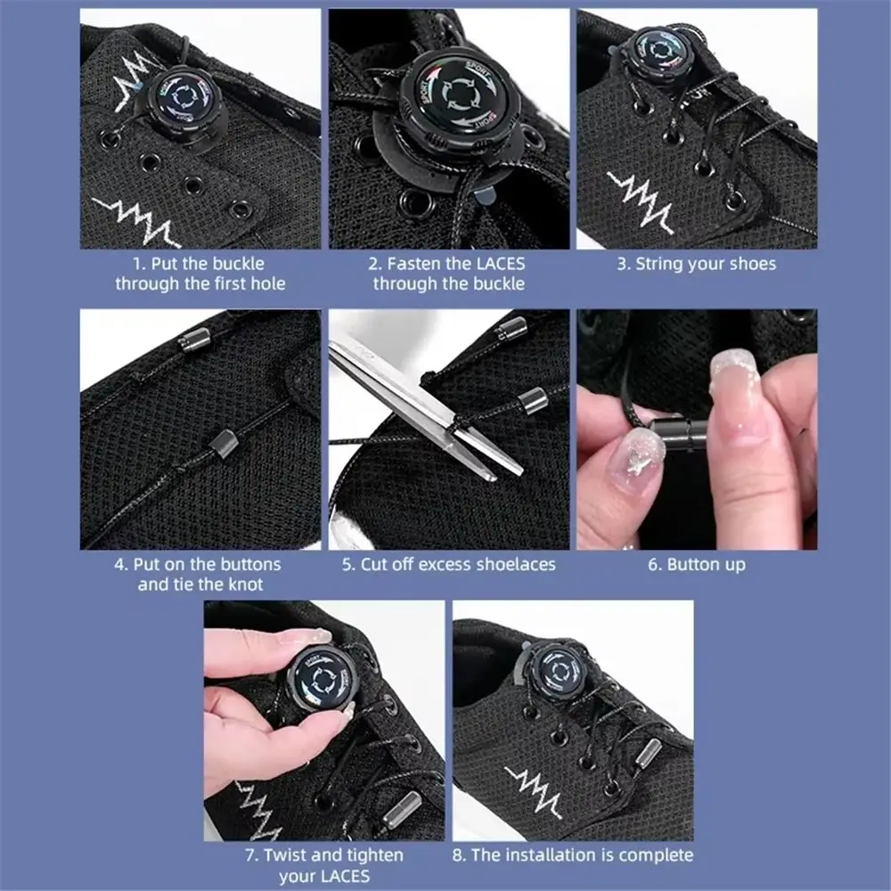 1Pair Thick Rope Swivel Buckle Laces Quick Lock Easy Installation Automatic Shoelaces Quick Lock Shoestrings Children Adults
