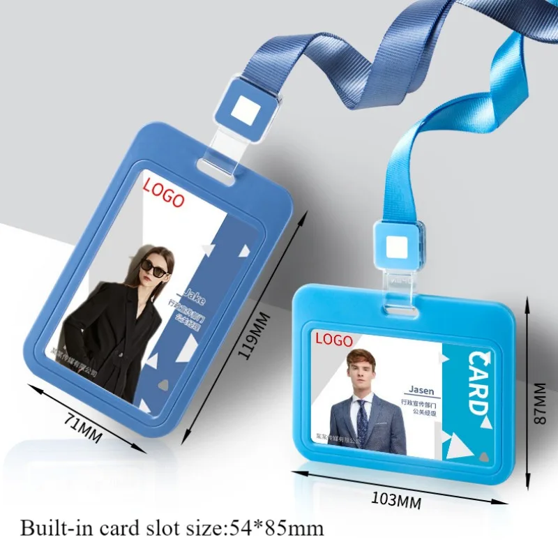 1Set Slide Badge Holder Working Permit Sleeve Case with Lanyard Double Sided Push Card Cover Case Neck Strap for Staff Workers wallet card holder card holder credit card holder card wallet id card holder id card case wallet card bag business card holder document card wallet card sleeve
