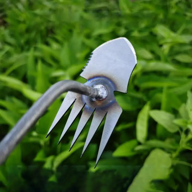 Uprooting Weeding Tool 5 Teeth Garden Weeder With Long Handle Manganese Steel Manual Garden Weeder Tool For Backyard Farm