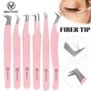 MAYOOC Eyelash Tweezers With Fiber Tips Stainless Steel High Precision Tweezer Volume Fans lash Tweezer Makeup Tools Custom Logo 1
