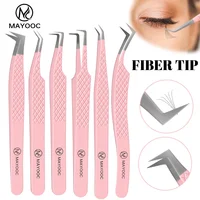 MAYOOC Eyelash Tweezers With Fiber Tips Stainless Steel High Precision Tweezer Volume Fans lash Tweezer Makeup Tools Custom Logo 1