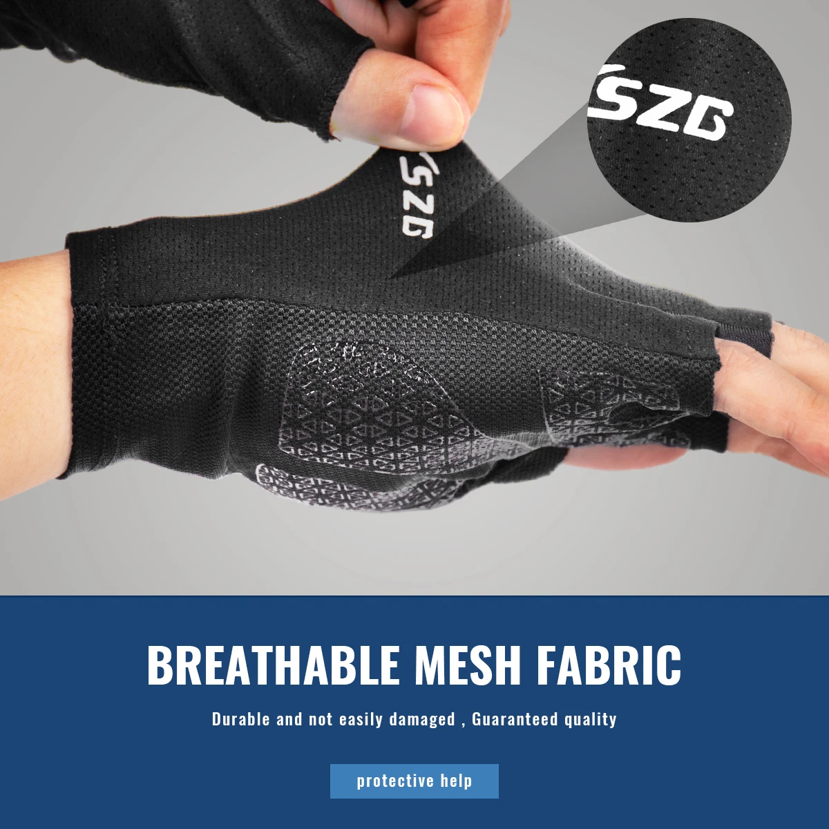 1Pair Outdoor Sports Breathable Stretch Fabric Silicone Non-slip Half Finger Gloves 4