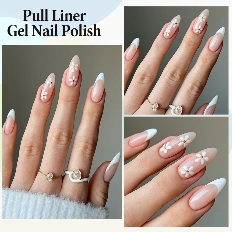 LILYCUTE 5ml White Black Liner Gel Nail Polish Colorful French Painting Stripe Semi Permanent Drawing Nail Art UV Gel Varnish 2