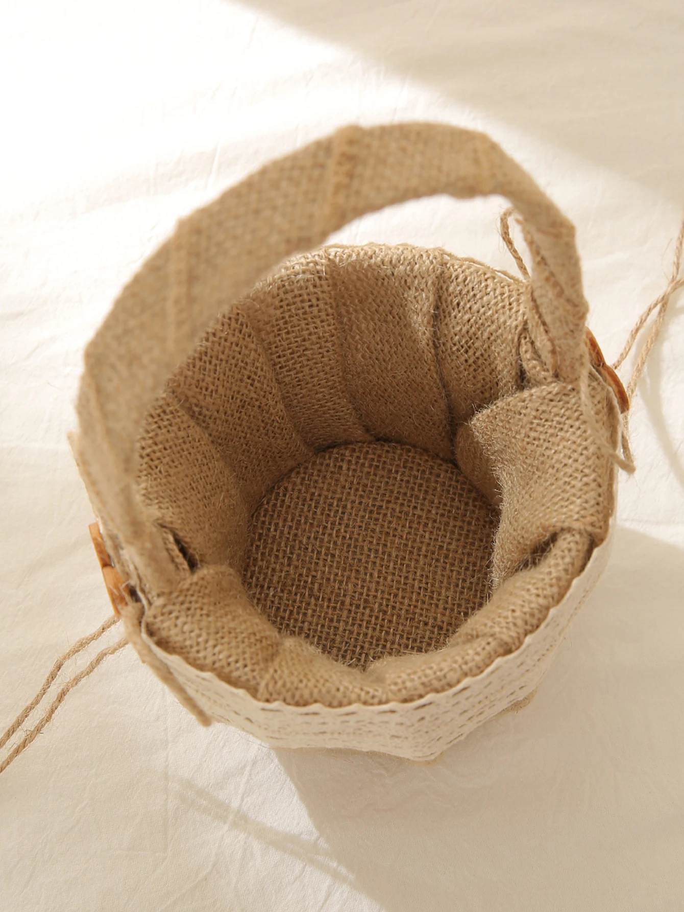 Cesto Per Fiori Da Sposa In Iuta E Raso – Vintage E Rustico Per Damigelle, Cm 9,5x22 - 5
