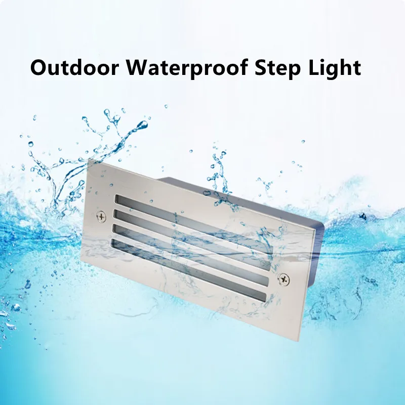 Outdoor LED Step Light 5W Waterproof Stair Wall Embedded Underground Lamp 5W 170x70mm Deck Footlights 85-265V DC12V