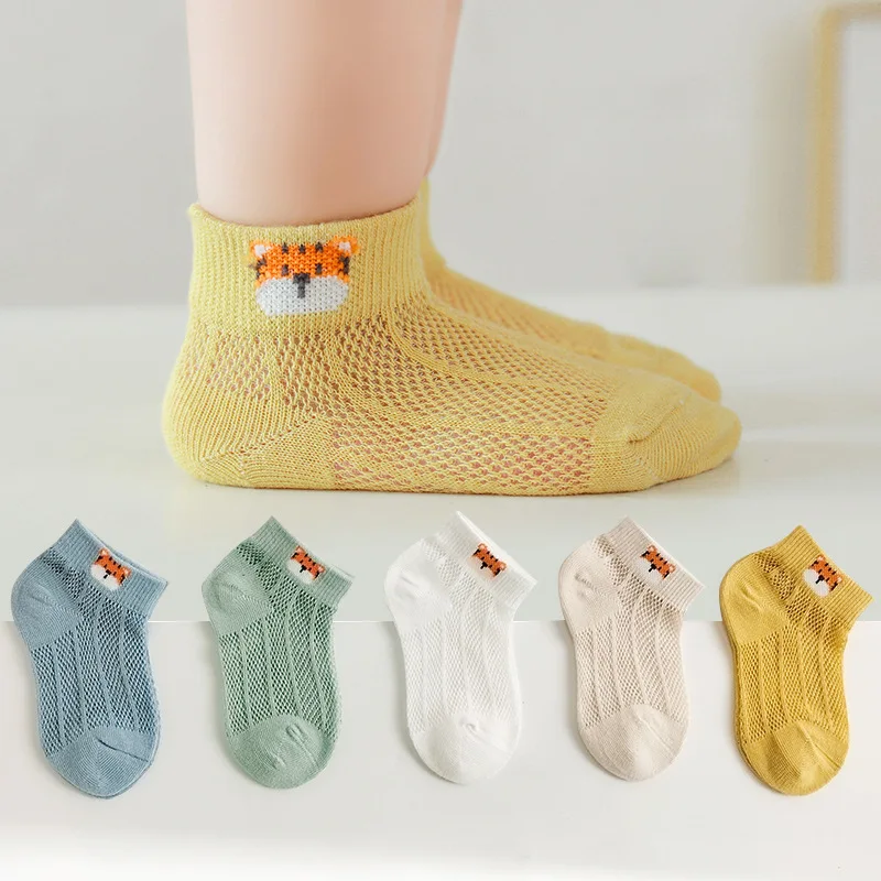 Children's Cotton Mesh Breathable Thin Soft Socks for 1 To 12 Years Spring Summer 5 Pairs kids socks