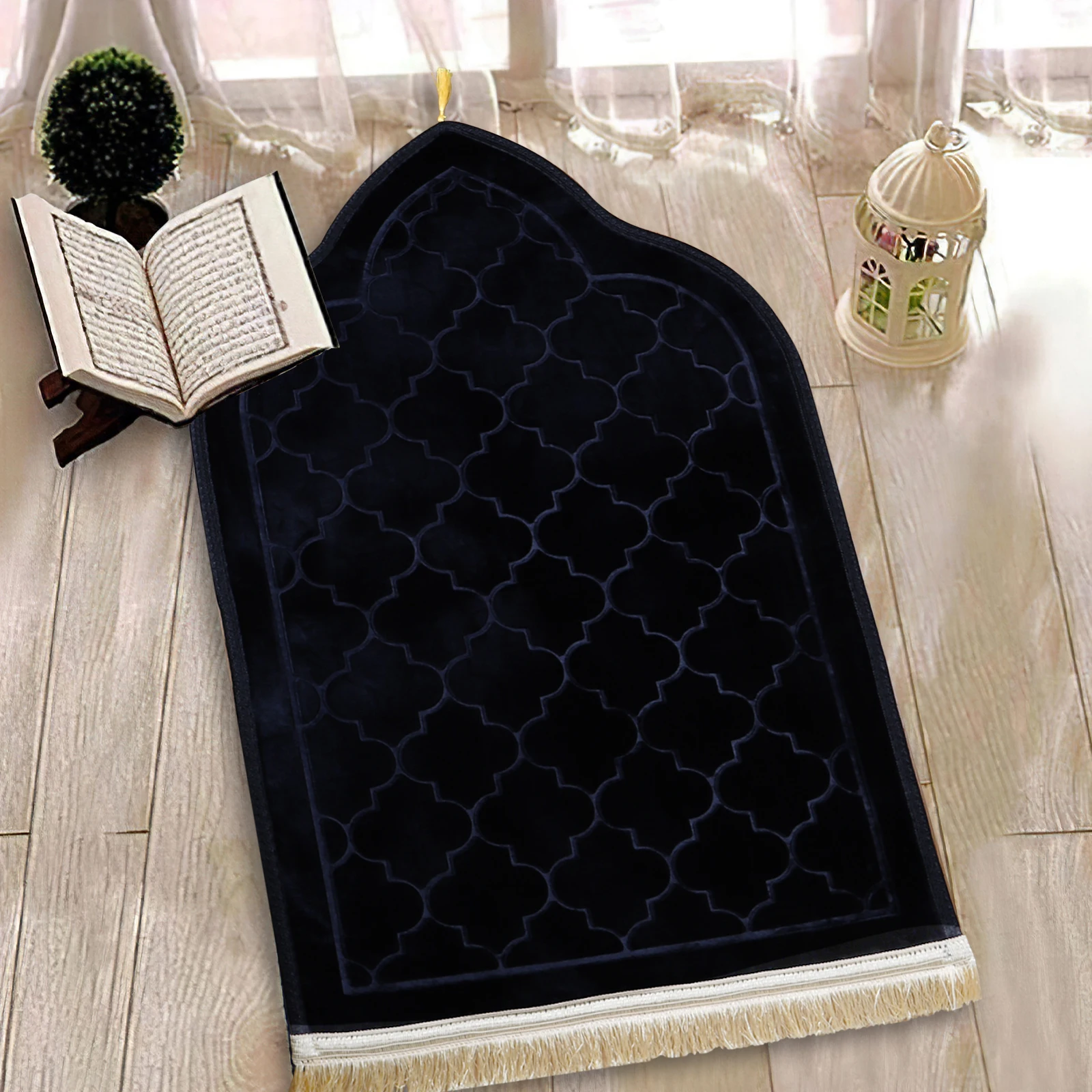 

OurWarm Muslim Prayer Mat with Tassel Carpet Prayer Rug Tapete with Tassel Islamic Mat Blanket Portable Embroidery Home Decor