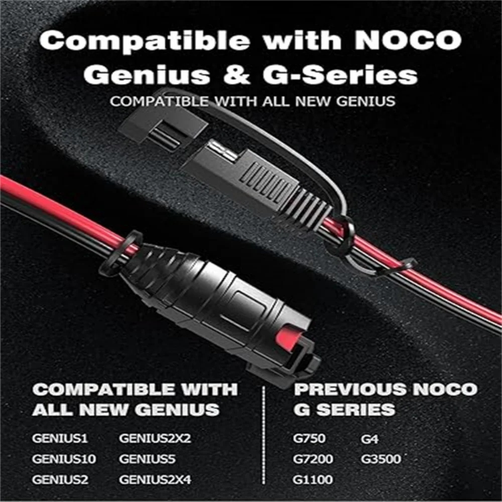 NOCO Genius 지능형 배터리 충전기 SAE 연장 케이블, 20A 퓨즈 14AWG 고강도 방수 플러그 SAE 커넥터 케이블.