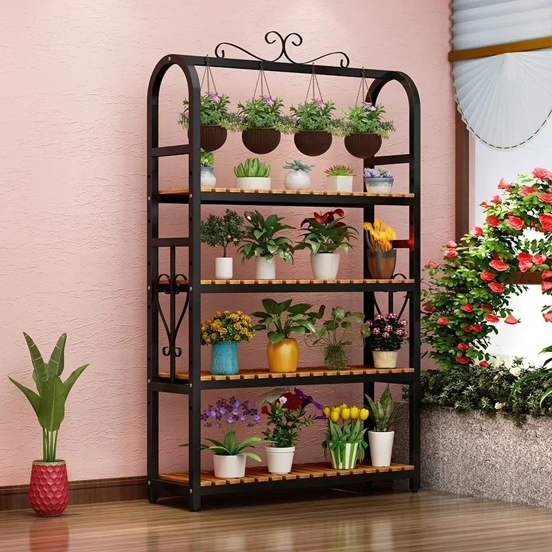 Tiered Metal Plant Shelf Floor Hanging Flower Plant Shelf Furniture