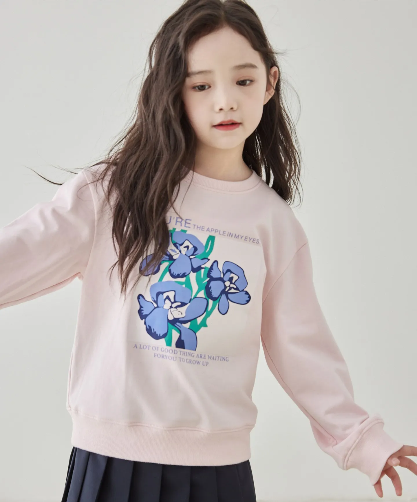 

Kids Sweatshirt Baby Tops Purple flower print long-sleeved sweatshirt Pink sweet sweatshirt