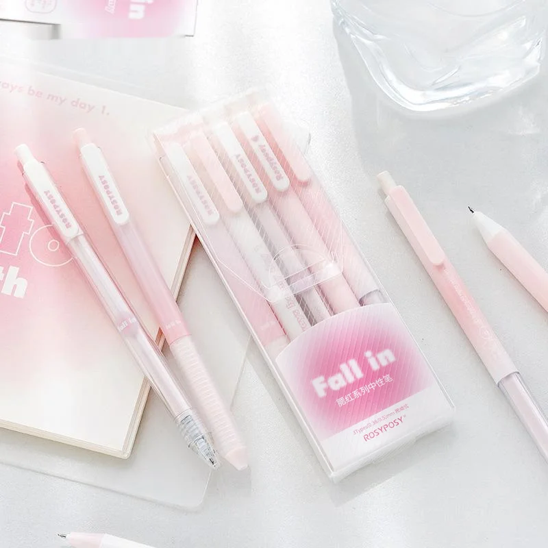 

The Appearance Of Beautiful Stationery Unisex Pen Set Face Transparent Gradient Sense Of The Girl's Heart Press The Pen