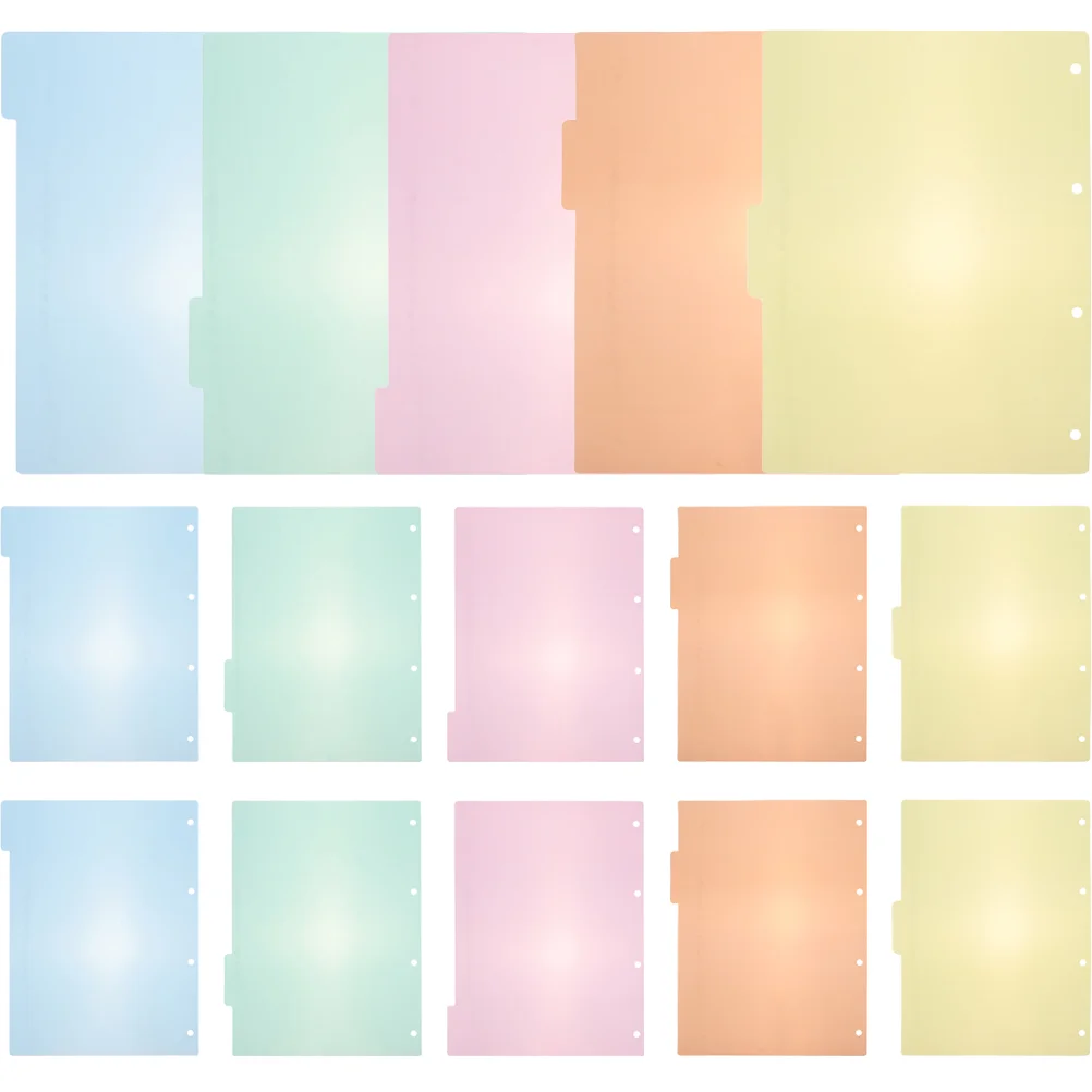 

15 Pcs Partition Board Divider Pages Notebook Tab Plastic Notepad Dividers Decorative Books Supplies A4 Binder with Tabs Clips