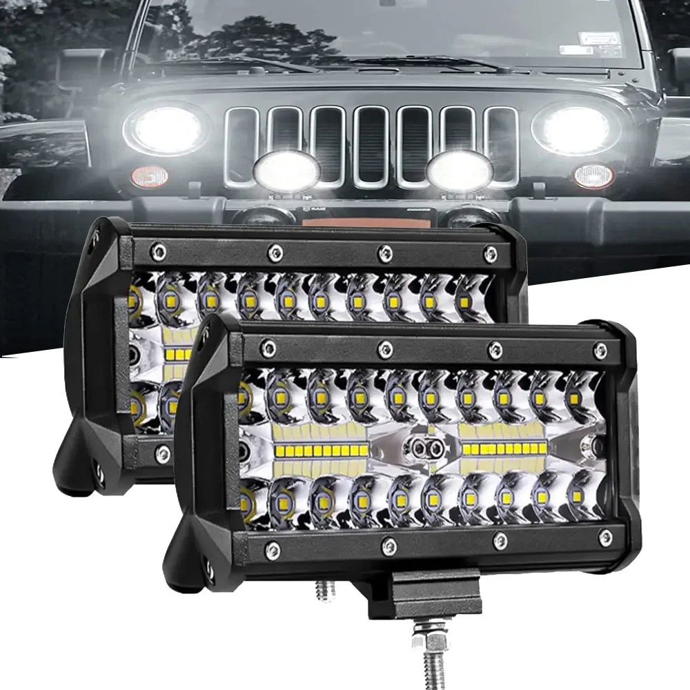 7inch 12v 24v Light Bar For Car Off Road Driving Fog Lamp 500W Flood Beams Combo Car Truck ATV SUV 4x4 Accessories