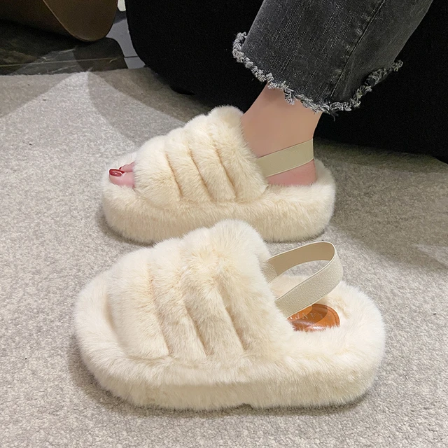 pantoufle femme d'intérieur en peluche pour femmes, toboggans non alds, pantoufles chaudes – Image 4