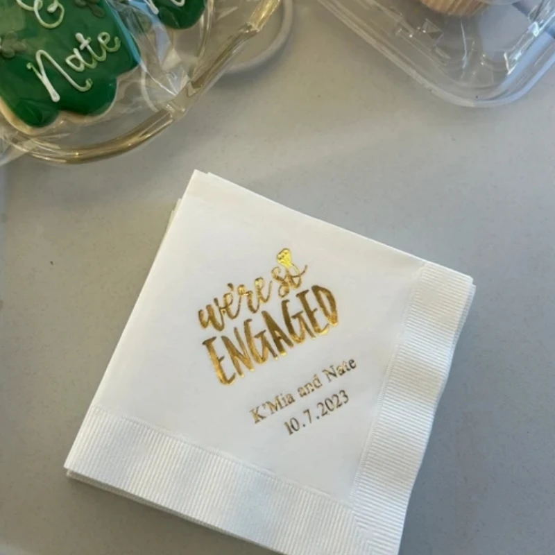 

50pcs Custom We're So Engaged Printed Napkins - Engagement Party - Engagement Announcement - Luncheon - Cocktail Napkins