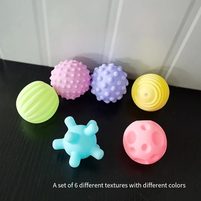 6 Pcs Baby Water Amusement Toys Children Hand Touch Sensory Balls Pool Toys Infant Grip Sound Ball Pinchable And Chewable 2