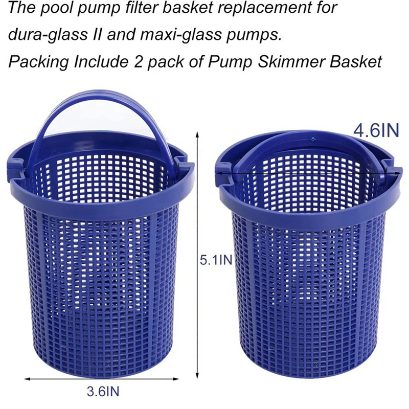 2 Pack Pool Strainer Basket Parts Accessories For Dura-Glass II,Maxi-Glass II,Dyna-Glas Max Pro, Pool Skimmer Strainer Baskets