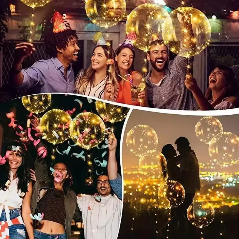 5er-Set transparente LED-Ballons, leuchtende Ballons mit Lichtband, Bobo-Ballons für Party, Geburtstag, Jahrestag, Hochzeitsdekoration – Detail 4