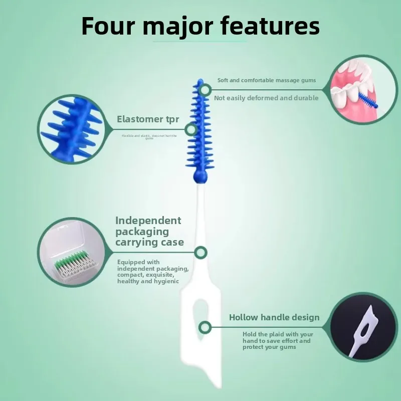 150/200pcs 치간 실리콘 브러쉬 치아 사이의 치과 이쑤시개 브러시 스레드 구강 청소 도구와 실리콘 이쑤시개