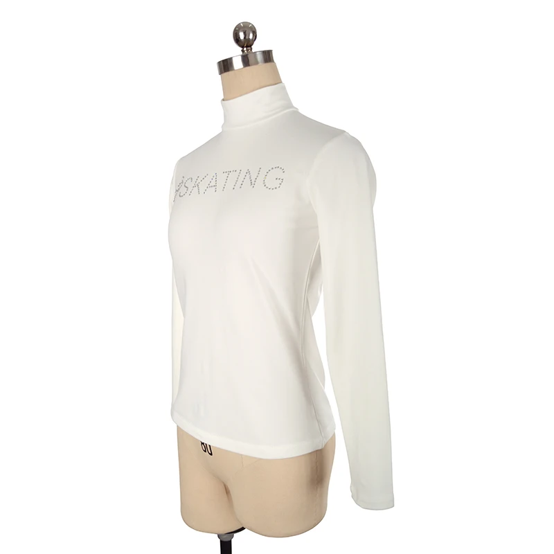 Figure Skating Top Girl Female Adult Training Skating Gymnastics Warm Nylon SpandexT-Shirt Black Purple White