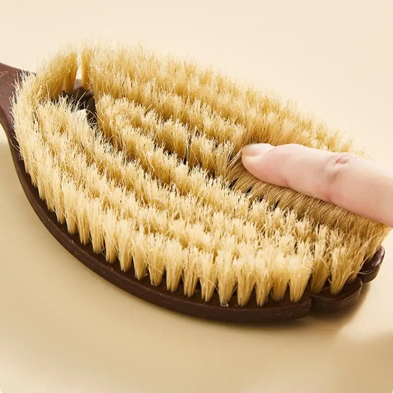 Spazzola per massaggio corpo 2 in 1 con manico lungo, spazzola per la schiena con setole naturali di cocco, spazzola da bagno per uso a secco o bagnato, accessorio regalo. - immagine 5