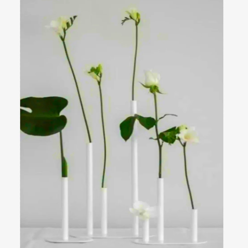 3pcs/set)single stem not bud vase long stem nordic wedding vases for flowers metal home decorative white black three head vase