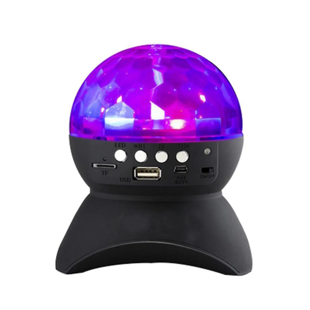 미니 LED 무선 다채로운 회전 무대 조명 스퀘어 댄스 스피커 Fm USB Dj 스테레오 파티 디스코 조명