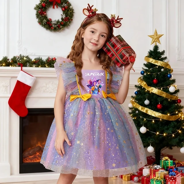 Robe de princesse K-Pop Hunters Zoey Mira Rumi pour filles, robes de fête d'anniversaire pour enfants, vêtements en Tulle sans manches pour enfants de 1 à 5 ans 1