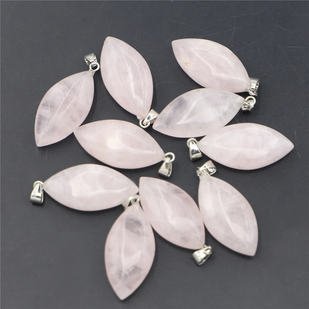 New Fashion Natural Stone Rose Quartz Pink Crystal Pendants Charms Horse Eye for Women Jewelry Necklace Making 20pcs Wholesale