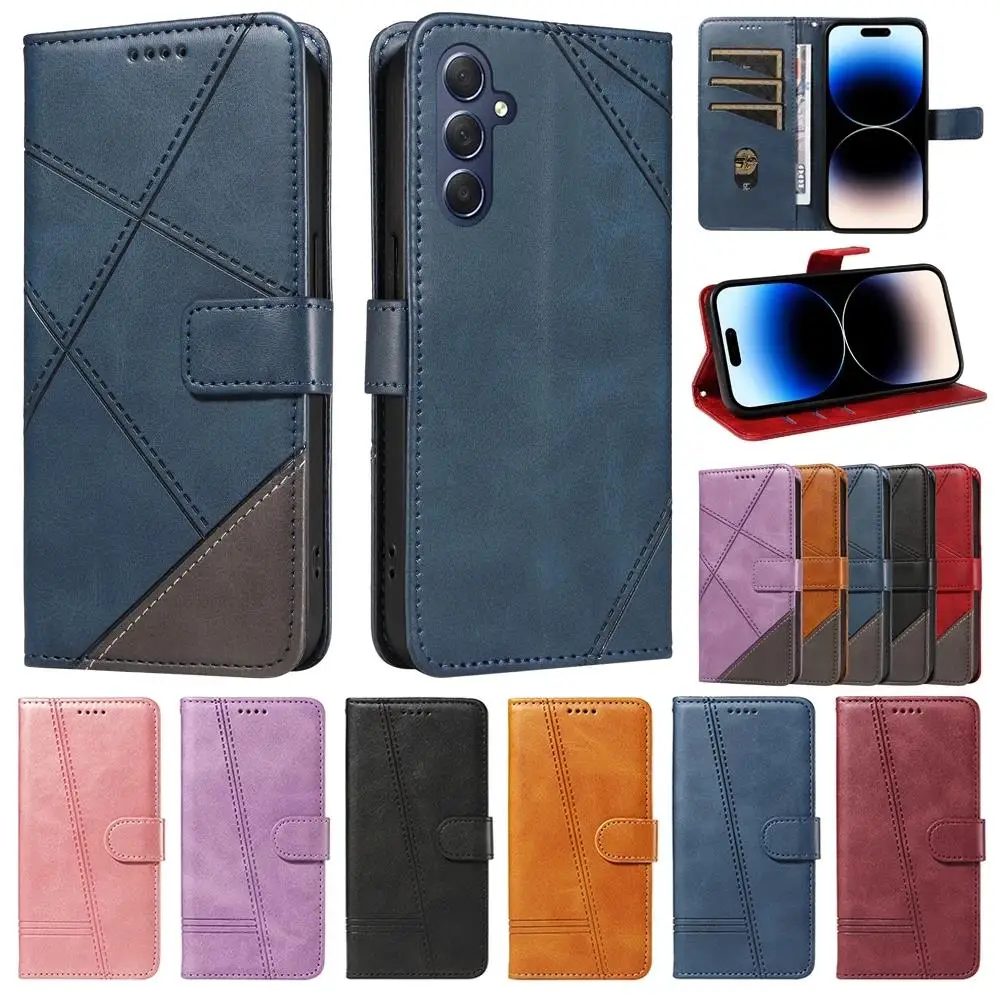 Leather Flip Wallet Phone Case with Card Slot and Stand Feature