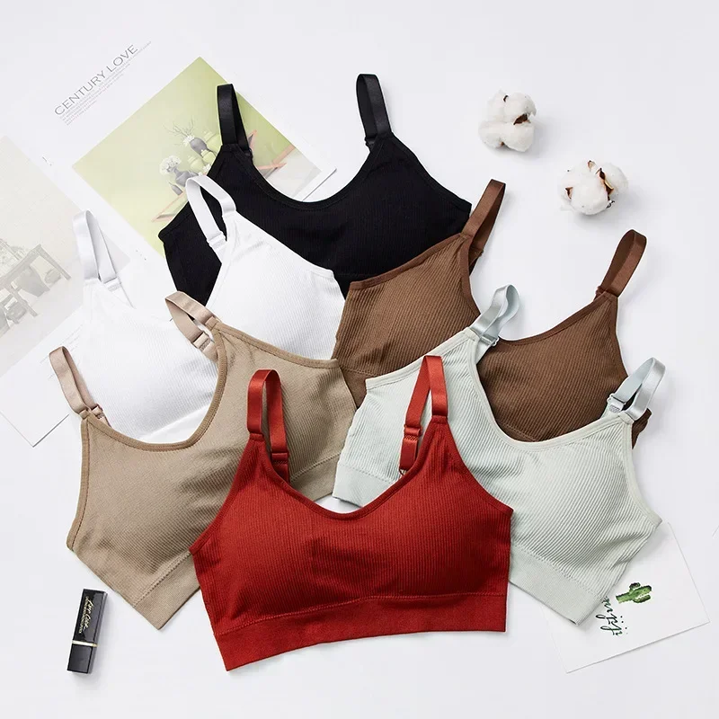 Women's Tube Tops Seamless U Back Crop Top Sports Tank Tops Bottoming Bra with Chest Pad