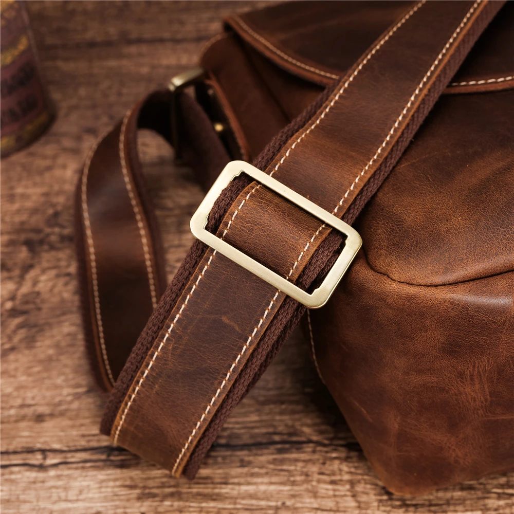 New Leather Shoulder Bag Men's Retro Casual Messenger Bag Crazy Horse Leather Personality Fashion Men's Bag