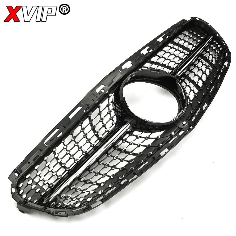 XVIP 크롬 AMG 스타일 프론트 범퍼 그릴, 메르세데스 벤츠 E W212 E300 E350 E400 2014-2016 광택 블랙 GTR 스타일 레이싱 그릴