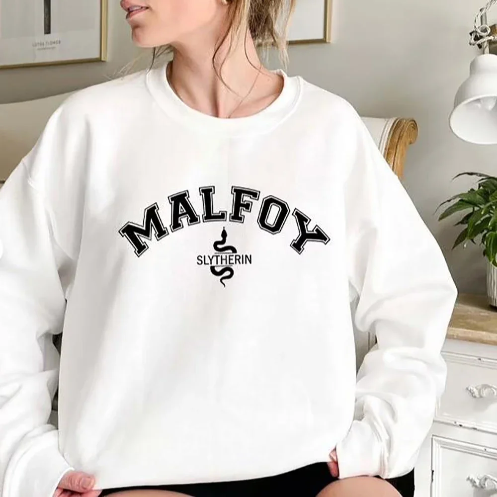 Malfoy Sweatshirt House Sweatshirts Dark Academia Crewneck College Sweatshirt Unisex Long Sleeve Pullover Autumn Winter Hoodies 6