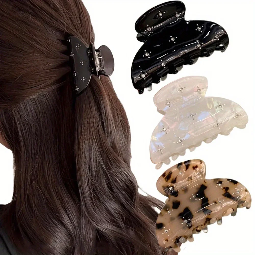 Neue 2025, glänzende Kristallsterne, Acetat-Haarklammern für Frauen und Mädchen, luxuriös, mittlere Größe, Fanggriff, Styling-Haar-Accessoires
