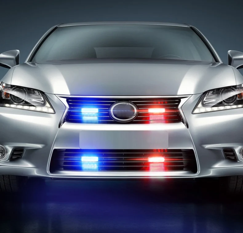 40W 80W COB Car Front Grille LED Strobe Light Police Fire Truck Emergency Flashing Warning Lights 12V 24V Amber White Red Blue