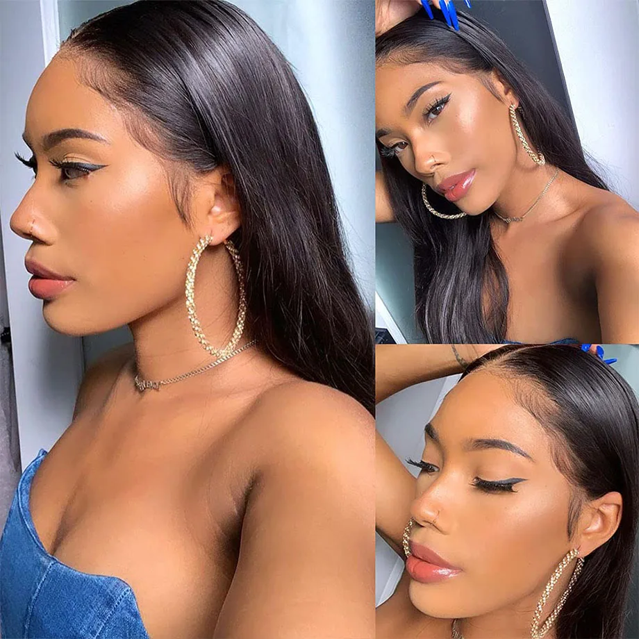Bone Straight 13x6 Lace Frontal Wigs Brazilian PrePlucked 13x4 Lace Front Human Hair Wigs For Women 4x4 Closure Wig Pre Plucked