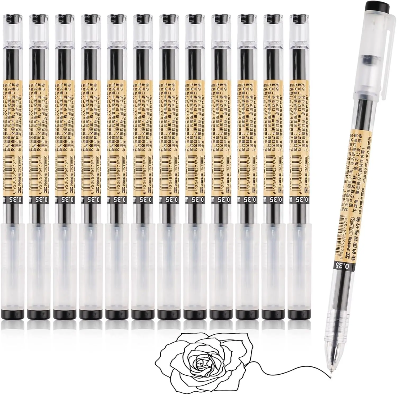 3-12pcs/set Fine Point Pen 0.35mm Black Blue Red Ink Gel Pen Ballpoint Pen School Office Student Writing Stationery Supply