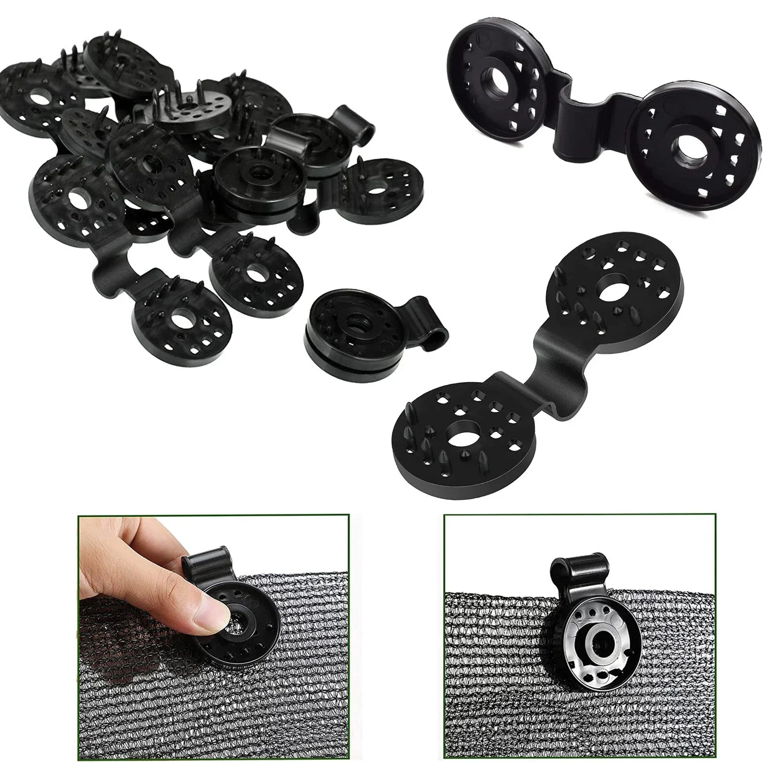 Description Picture 2 of item5-100pcs Sun Shade Net Clip Outdoor Fence Installation Hook Greenhouse Film Sunshade Net Clamp for Garden DIY Tool Accessories