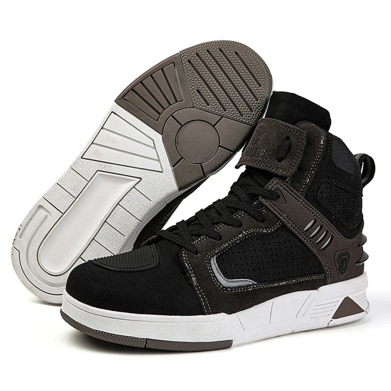 Motorcycle Boots Men Breathable Protective Reinforced Street Riding Shoes with Side Zipper Ankle Support Anti-Slip Sole Gear Pad